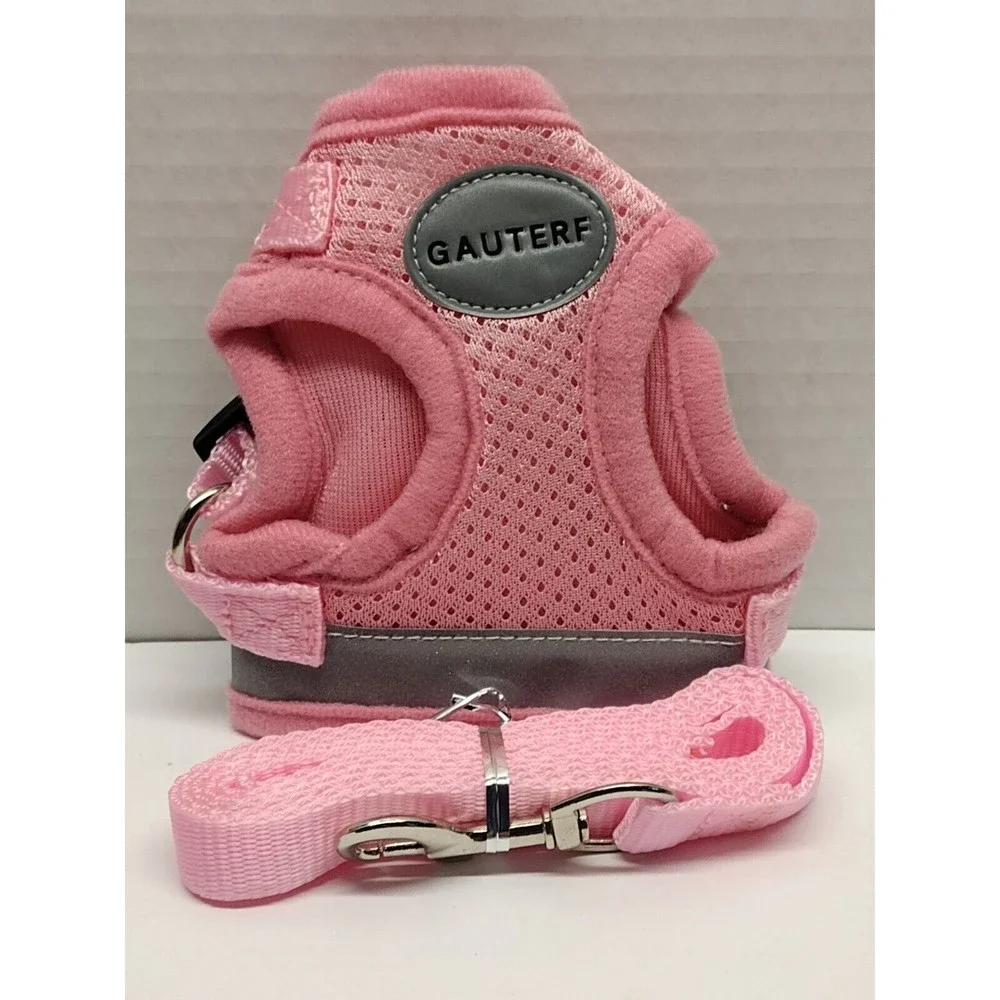 Cat Harnesses and Puppy Harness with Leashes Set, Size XXS on Pink.